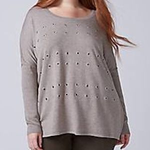 NWT Lane Bryant 18/20 Tan Sweater Grommet Detail